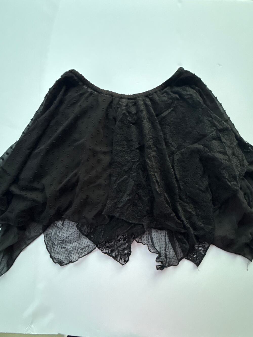 Black whimsygoth handkerchief hem lace y2k skirt by Urban Outfitters size small